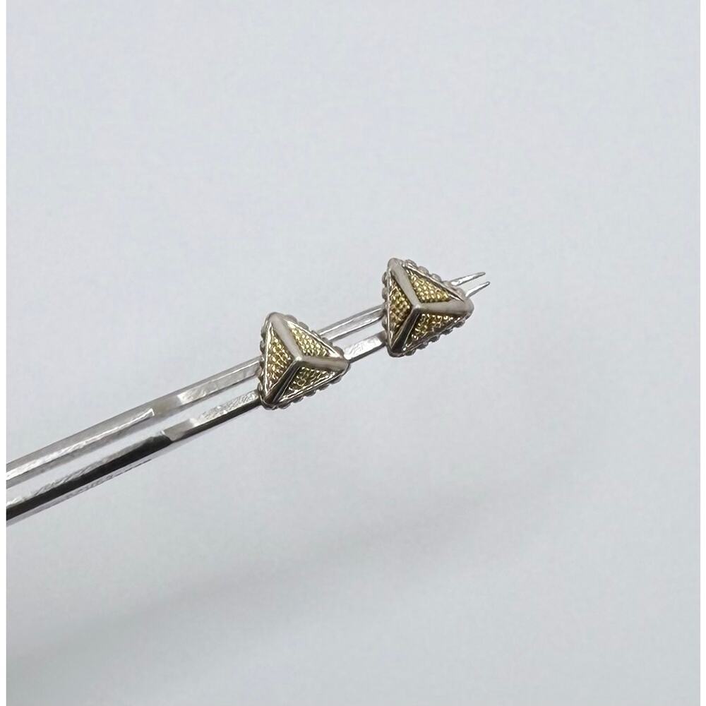 Vintage 925 Sterling Silver with 18k gold Lagos Pyramid stud earrings.
